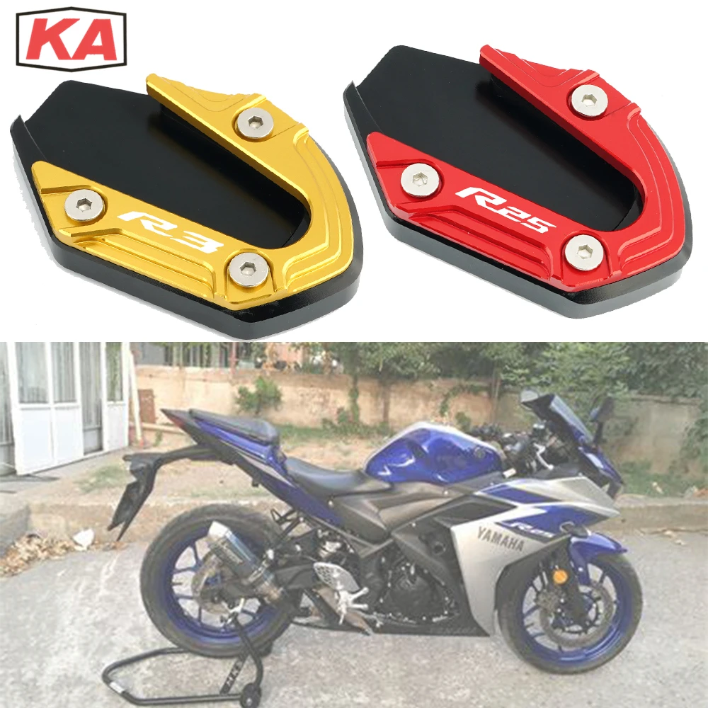 

For YAMAHA YZF-R3 YZF-R25 yzf R3 R25 2014-2022 Motorcycle High Quality CNC Kickstand Foot Side Stand Extension Pad Support Plate