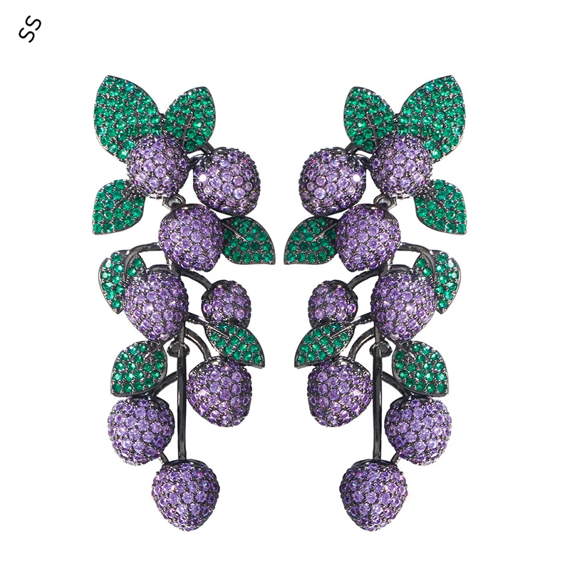 

Women's Fashion Retro Earrings Purple Zircon Ear-studs Elegant Female Evening Dresses Ornaments Accessories Ear-pendant
