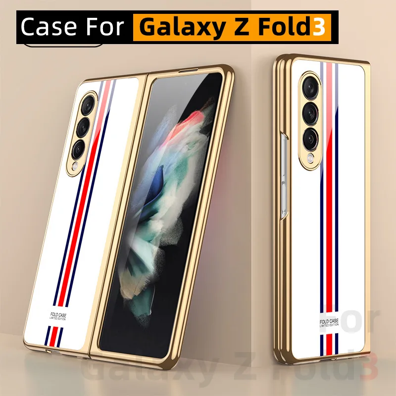 

For Samsung Galaxy Z Fold 3 Case for Galaxy Z Fold 3 5G Case F9260 Case Glass Material 9H Hardness