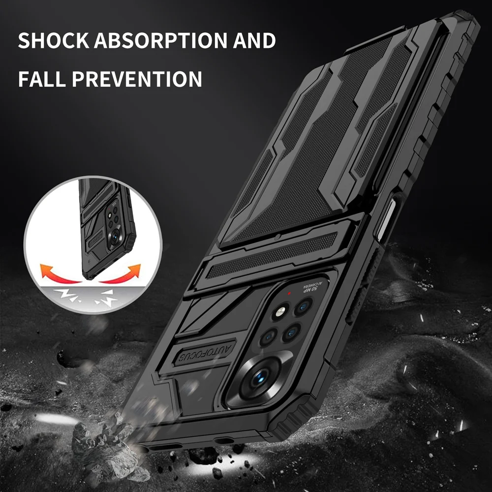 keysion shockproof armor case for redmi note 11 11s 11 pro5g 10 card bag stand phone back cover for poco x4 nfc x3 m3 m4 pro 5g free global shipping