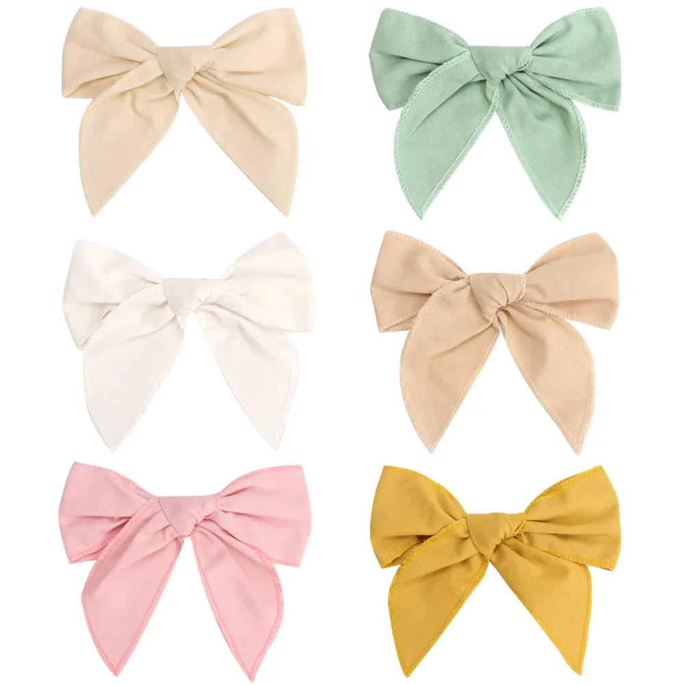 

CN New 6 Inch Grosgrain Ribbon Hair Bow Clips Fashion Fresh Simple Girls Hairpins For Children Barrettes Kids Hair Accessories