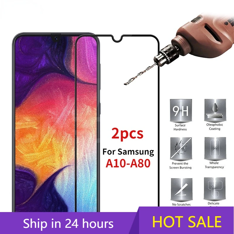 

2PCS 9H Full Cover Tempered Glass for Samsung A10 A20 A30 A40 A50 A60 A70 A80 A90 A10E A20E Screen Protector for Samsung Galaxy