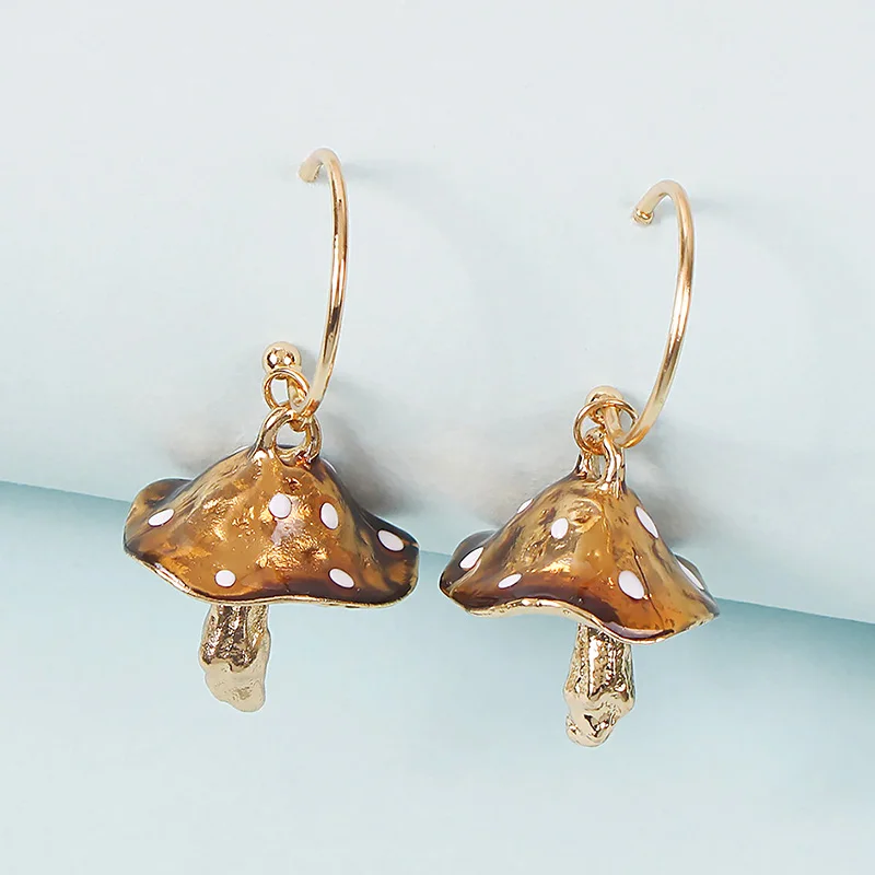 

Mushroom Earrings Enamel Creative Design Small High Sense Colorful Oil Dripping Accessories Fashion Cute Jewelry Gifts