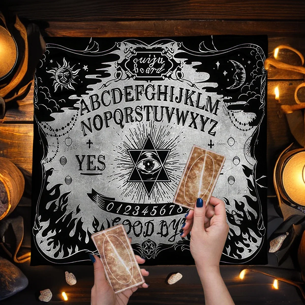 Ouija Board Tarot Card Tablecloth Gothic Moon Wicca Altar Cloths Mystical Pagan Table Cover Home Room Decor