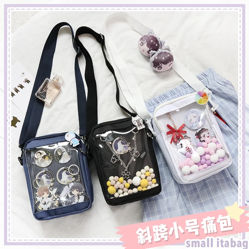 

Harajuku Kawaii Transparent Itabag Mini Crossbody Bag Japanese Lolita Shoulder Ita Bag Anime Cosplay Badge Doll Window Show
