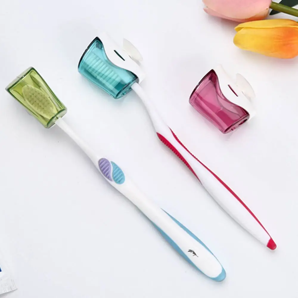 

3pcs Toothbrush Holder Protector Cover with Suction Cup Wall Mounted Dustproof Cover Bathroom Storage Case Travel Home Hotel