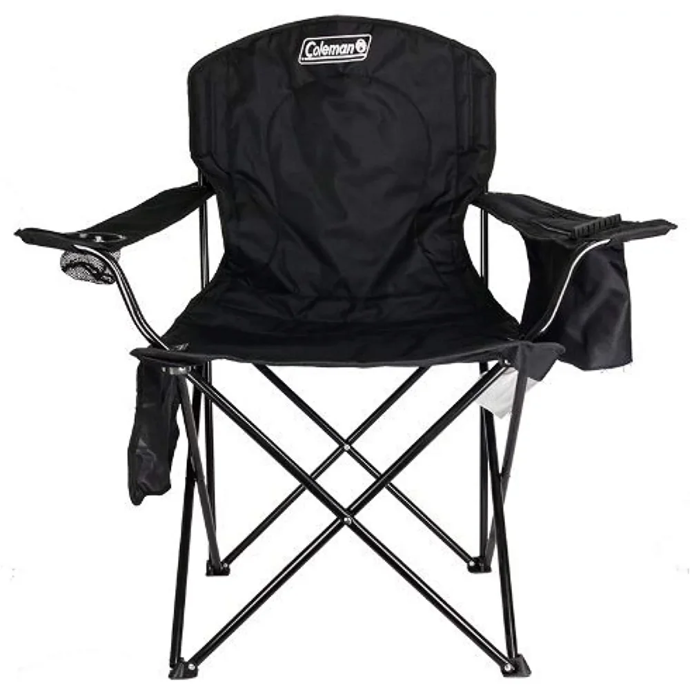 Coleman® Adult Camping Chair with Built-In 4-Can Cooler, Black