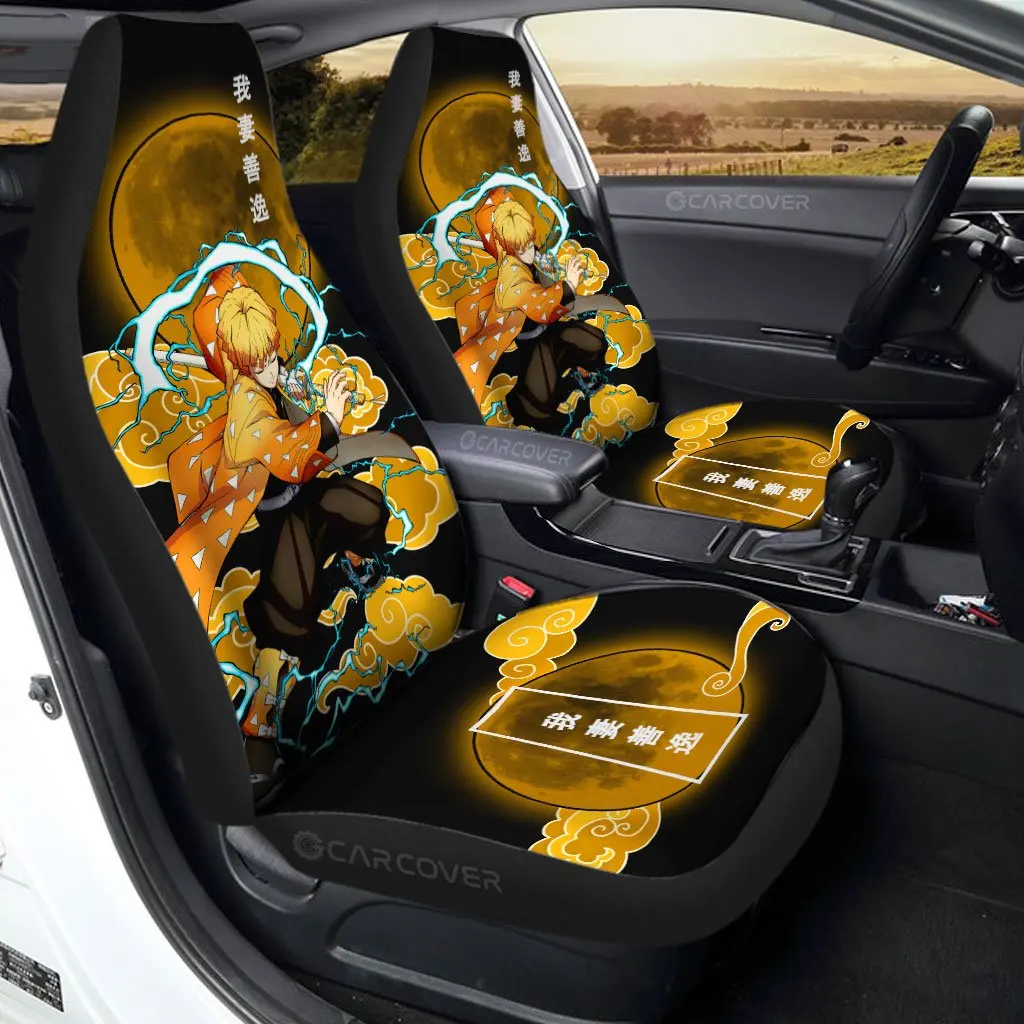 

Zenitsu Thunder Breathing Car Seat Covers Anime Demon Slayer Car Accessories,Pack of 2 Universal Front Seat Protective Cover