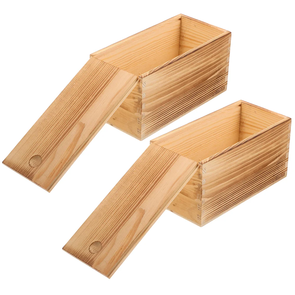 

2 Pcs Pull Out Wooden Box Desktop Jewelry Packing Tabletop Decor Organizer Ring Gift Trinket Treasure Creative