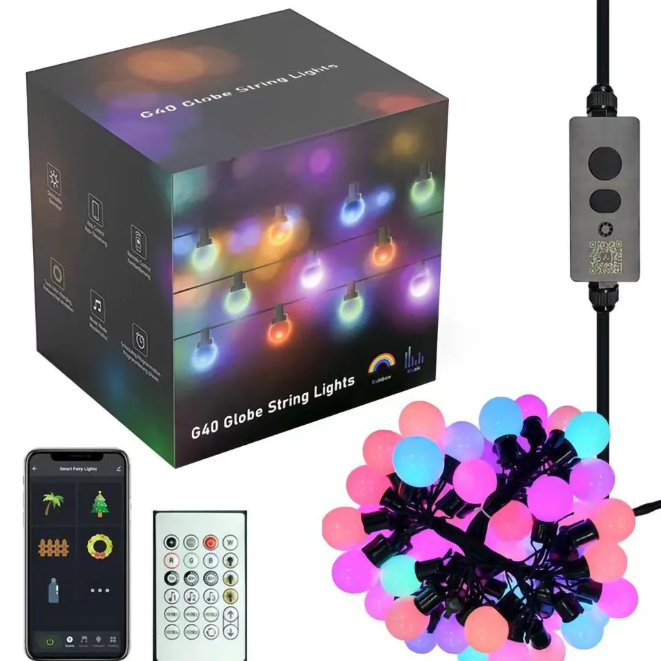 

Наружные струнные огни Smart Festoon светодиодный свет G40 рождественские огни Festoon фея для свадебного праздника сад украшения заднего двора