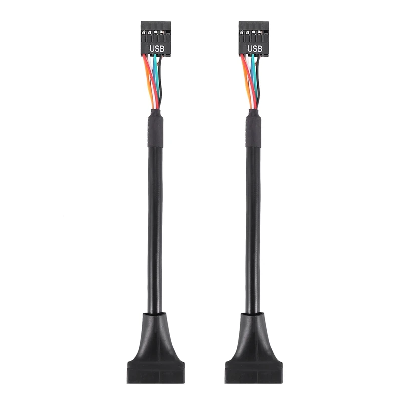 

2X Black USB 2.0 9 Pin Female to USB 3.0 20 Pin Male Cable Adapter Connector