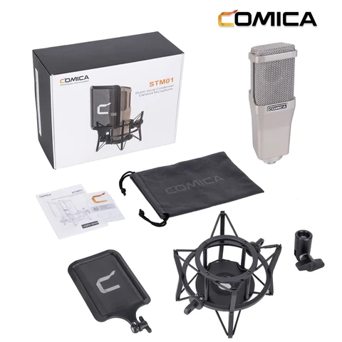 Конденсаторный кардиоидный микрофон COMICA STM01 XLR с поддержкой фантомного питания 24 В/48 В с большой диафрагмой 34 мм