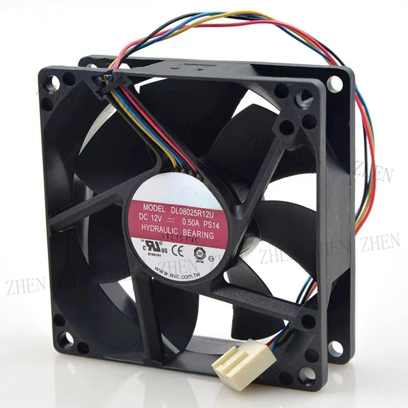 Фото Новый вентилятор охлаждения AVC DL08025R12U DC12V 0.50A 8025 8 см 4-проводной # QW №2