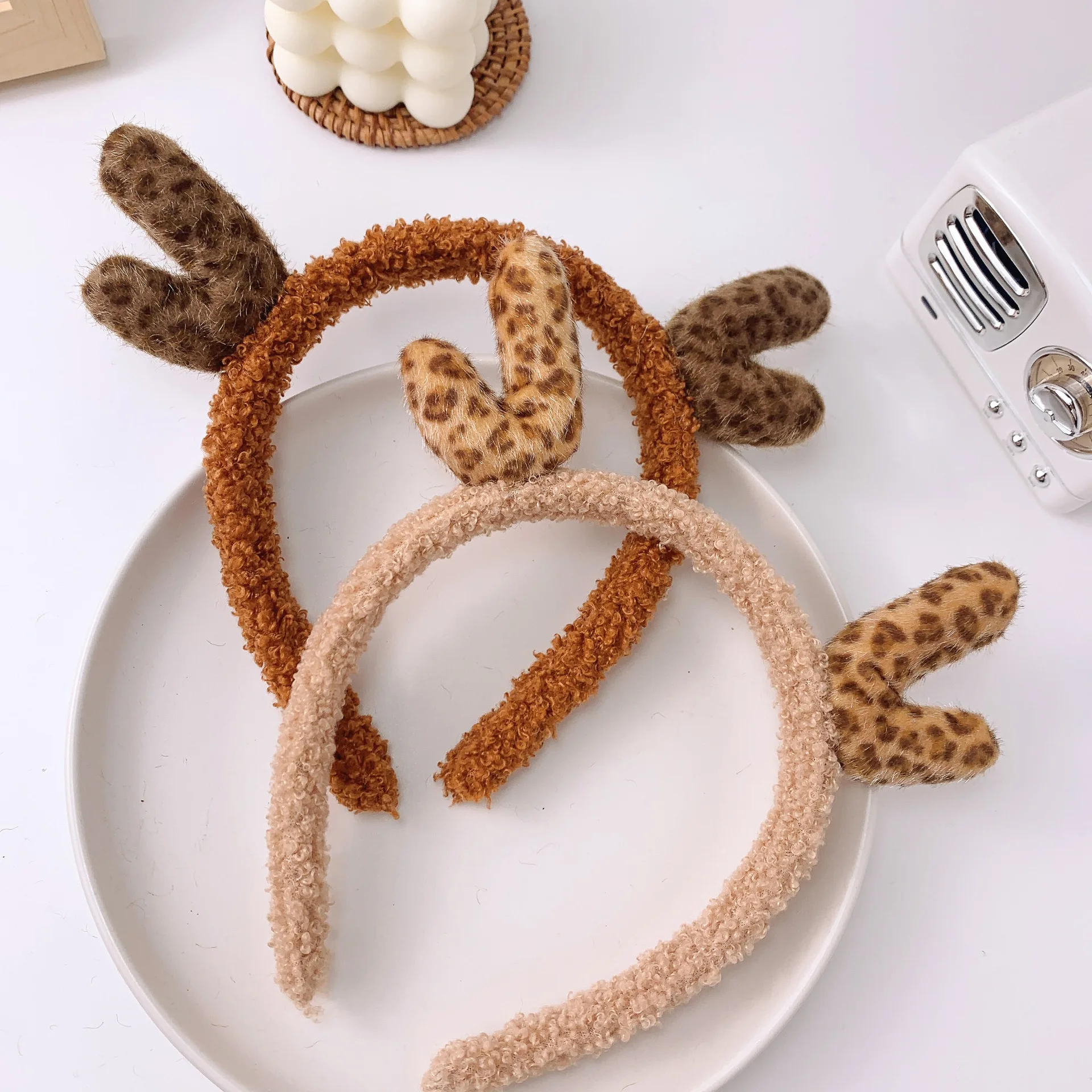 

2022 Women Hairband Ears Headband Hair Christmas Deer Antlers Leopard Print Character for Girls Hair Accessories Party Headwear