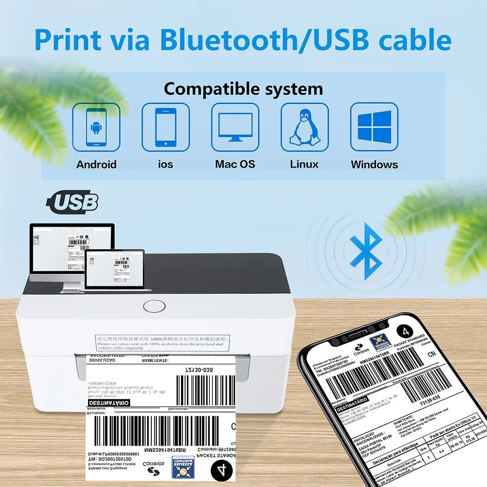Xprinter Принтер транспортировочных этикеток 463BUSB/Bluetooth 4-дюймовый принтер