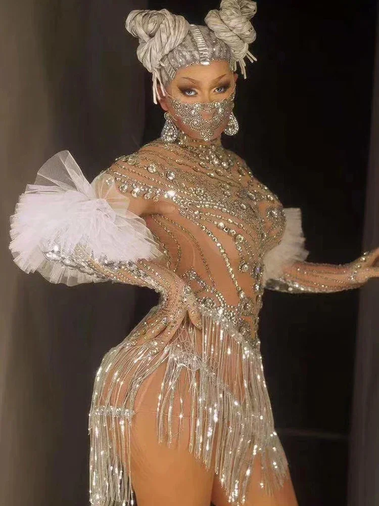 Платье для танцев с блестящими стразами и кисточками перчатки сексуальный