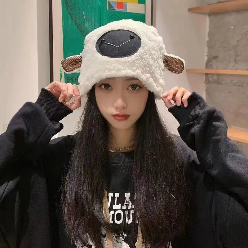 1 шт. плюшевая утолщенная теплая пуловерная шапка из овечьей шерсти Y2K для женщин