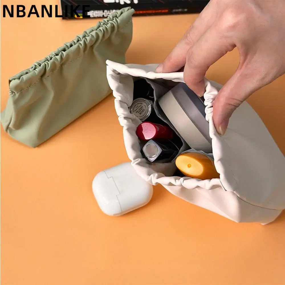 

1PC Self-closing Coin Purse Polyester Solid Color Large Capacity Storage Bags Travel Makeup Bag