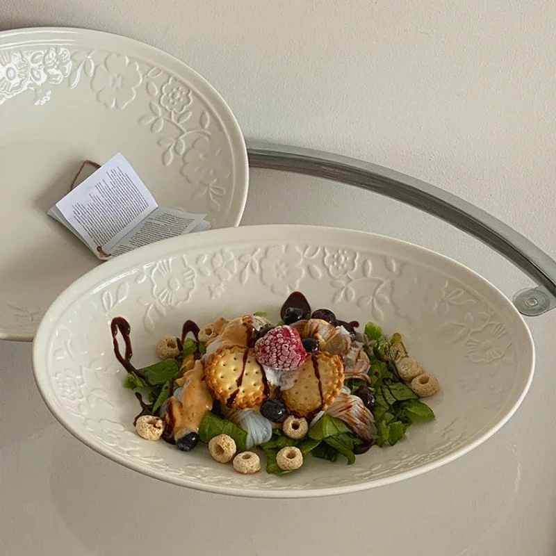 

Белая овальная ГЛУБОКАЯ ТАРЕЛКА INS, универсальная и красивая большая емкость, 10 зеленых тарелок для рыбы, фруктов и овощей, салат