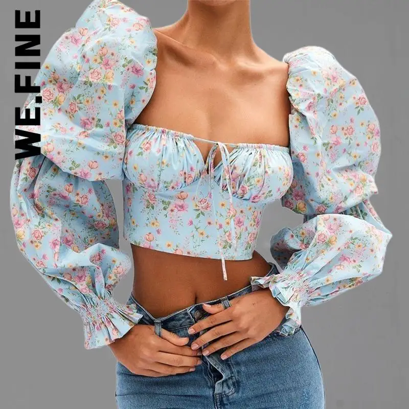 

We.Fine Women New Blouse Sexy Casual Slim Blouses And Shirts Womens Basic Ladies Blouse Lady Woman Top Chic Women's Top
