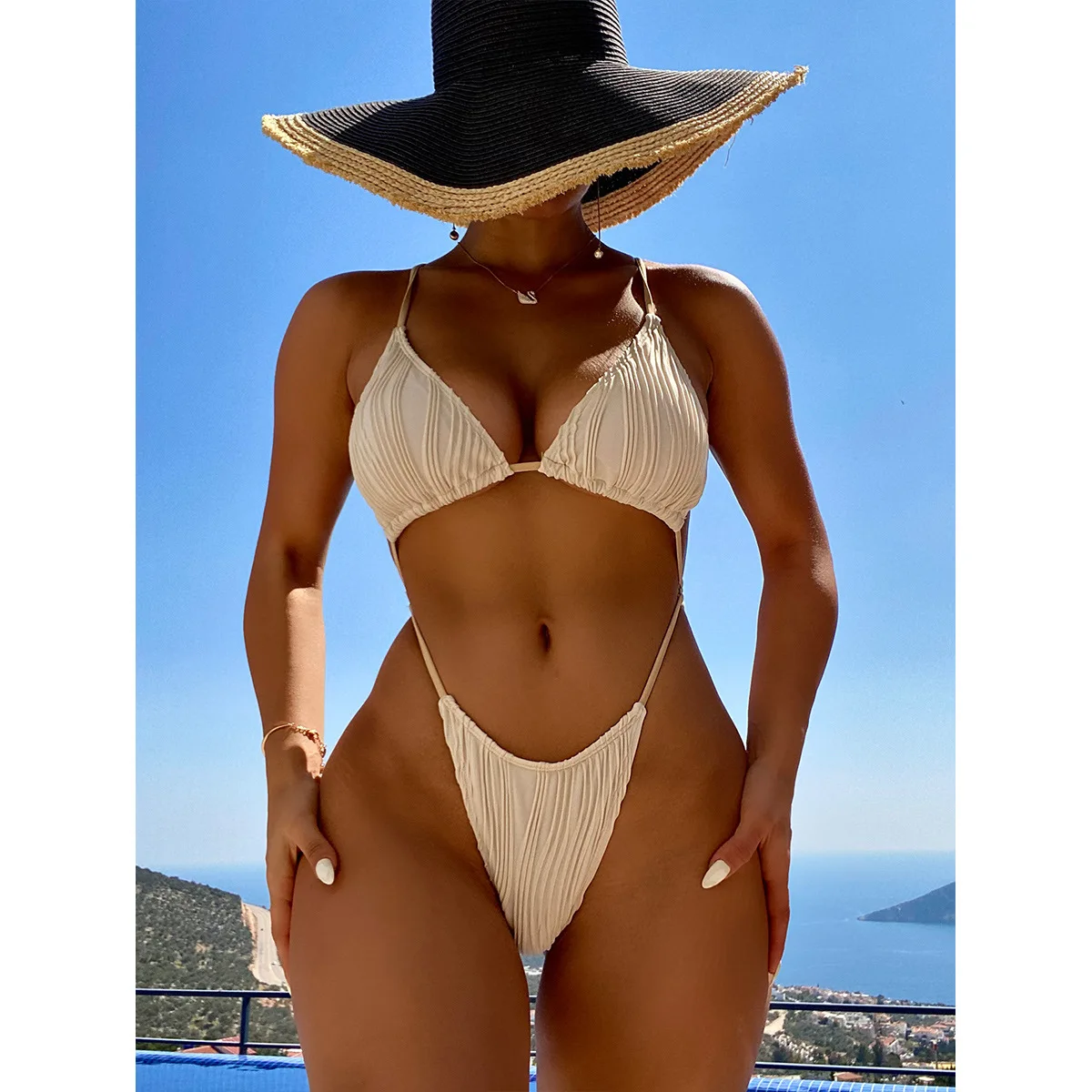 

2023 European And American New Solid Color One Piece Sexy One Piece Fashion Women's Swimwear