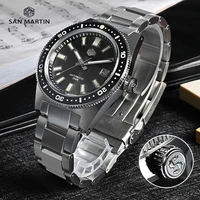 san martin 62mas v4 40mm diving watch sapphire glass applied logo nh35 automatic mechanical watches steel bracelet luminous dial