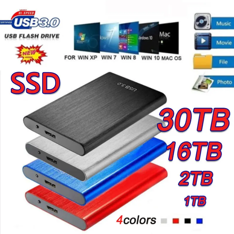 Портативный высокоскоростной внешний жесткий диск 500 ГБ 16 ТБ 8 SSD 4 2 5 дюйма 30 usb