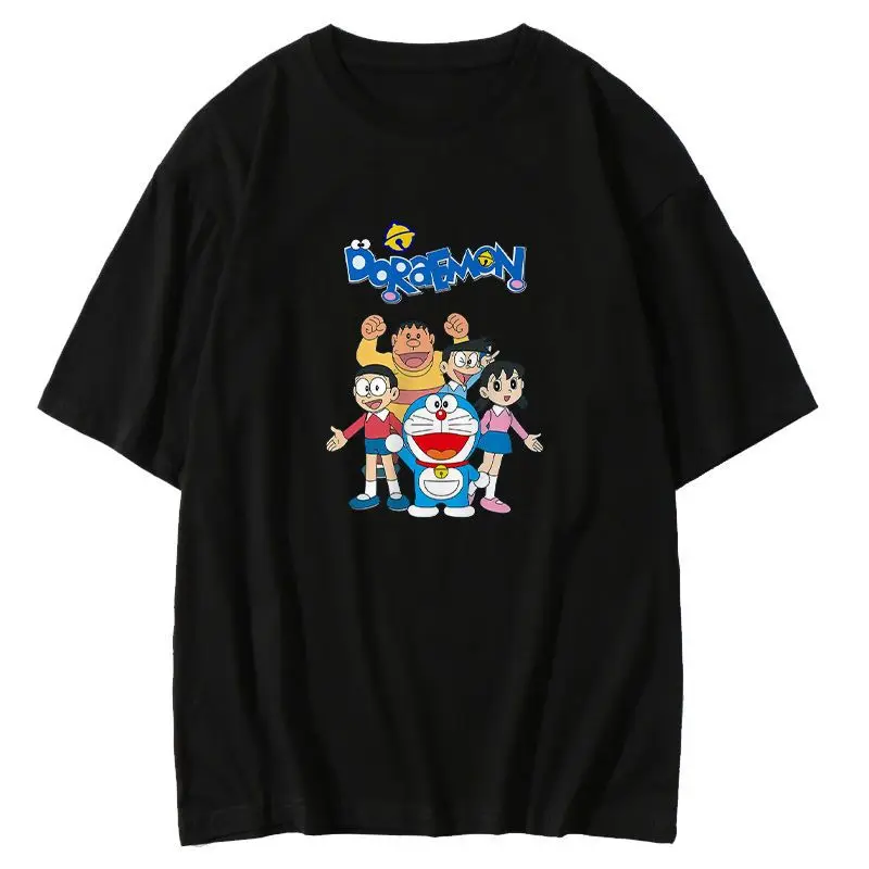 

Doraemon Pure Cotton Short-sleeved T-shirts for Men and Women Teenagers Students Couple Wear Trendy Korean Version Loose