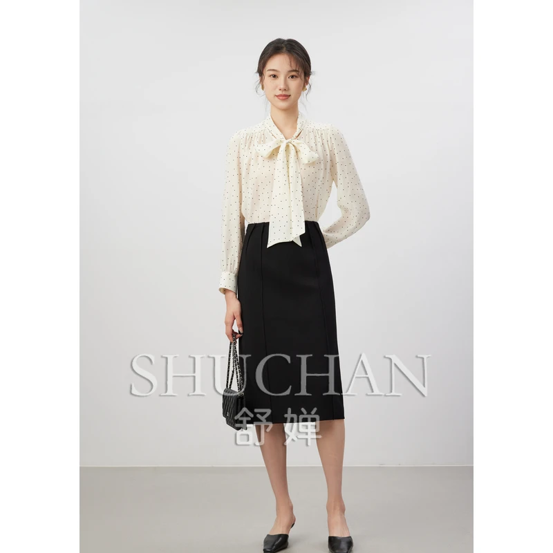 

SHUCHAN Pencil Skirts for Women Office Lady Faldas Mujer Moda 2023 Long Skirts for Women Mid-Calf Autumn/Winter