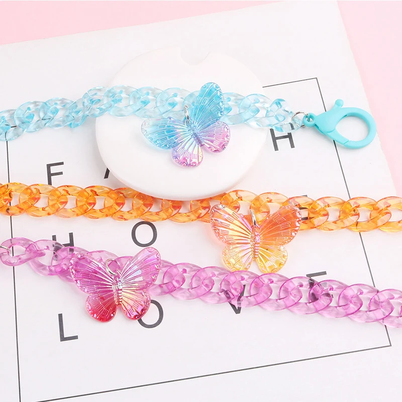 

Mask Chain Holder Neck Chain Children's Masks Anti-lost Strap Jewelry Glasses Chain Lanyard Butterfly Pedants Acrylic Rope