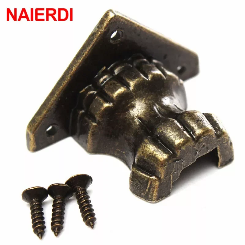 

NAIERDI 4pcs Antique Brass Jewelry Chest Wood Box Decorative Feet Leg Corner Protector For Furniture Cabinet Protect Hardware