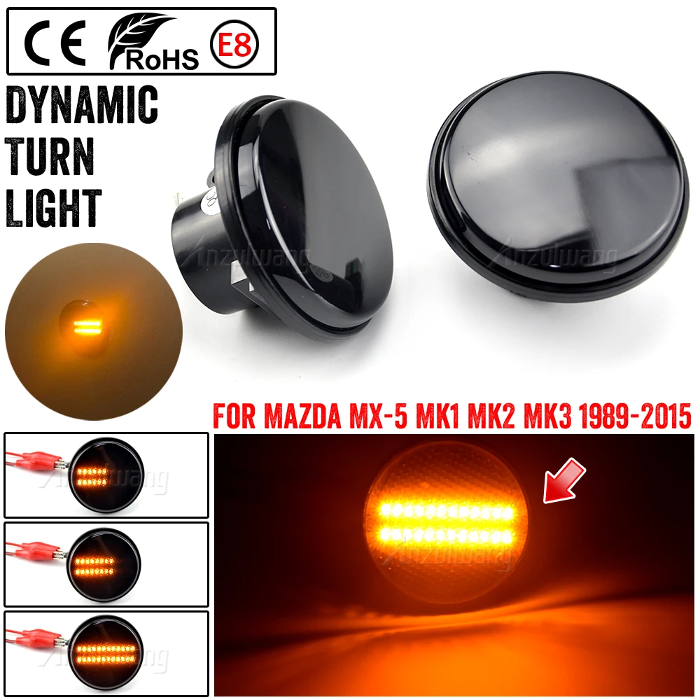 

2Pcs Led Dynamic Arrow Blinker Indicator Side Marker Turn Signal Light For Mazda MX5 MX-5 Mk1 Mk2 Mk3 1989-2015 NA NB NC Canbus