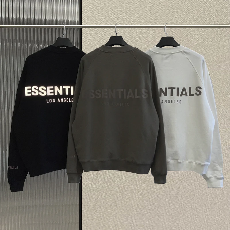 

Fw21 New men's fashion brand Sweatshirts Essentials 100% cotton 3M Reflective letter printing hip hop Loose Unisex Sweatshirt