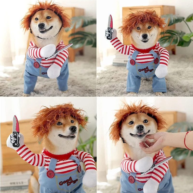 

Pet Deadly Doll Dog Clothing Chucky Dog Cosplay Funny Party Costume Halloween Christmas Dog Clothes for Small Medium Large Dogs
