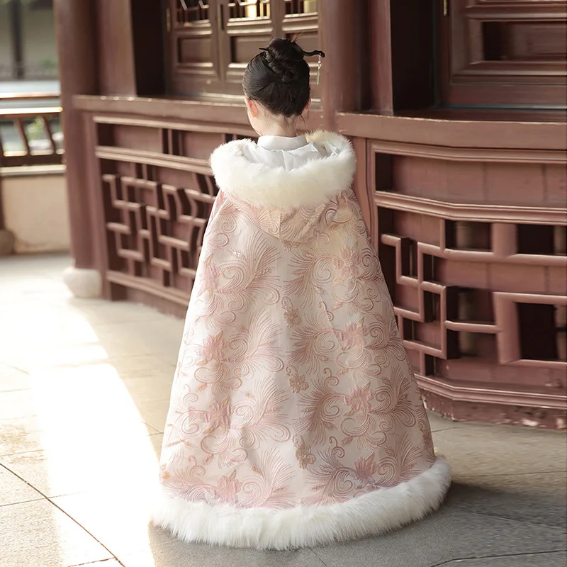 Новое зимнее толстое теплое пальто Hanfu плащ с капюшоном милая ветрозащитная