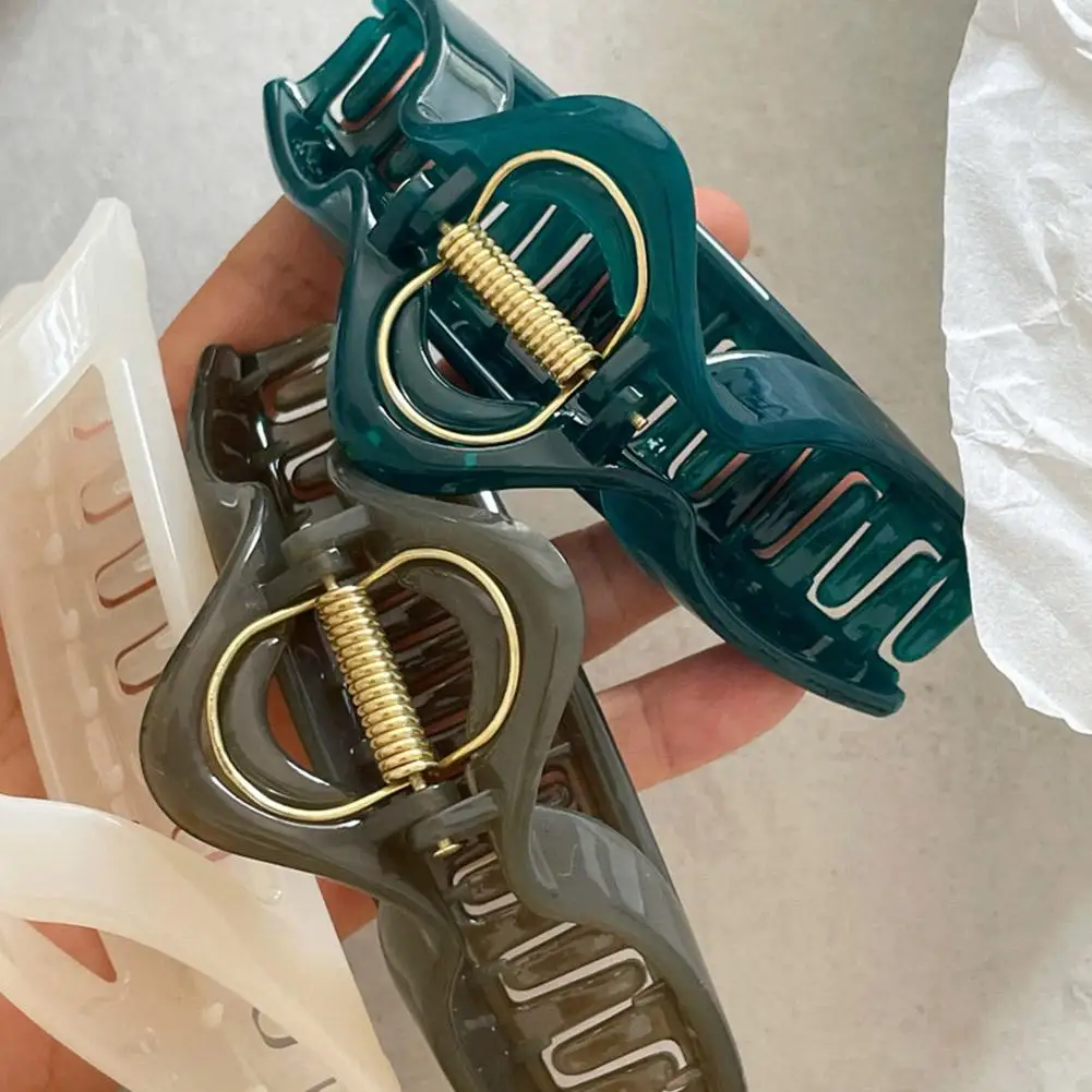 Женский ажурный зажим для волос нестандартный оливкового и янтарного цвета с