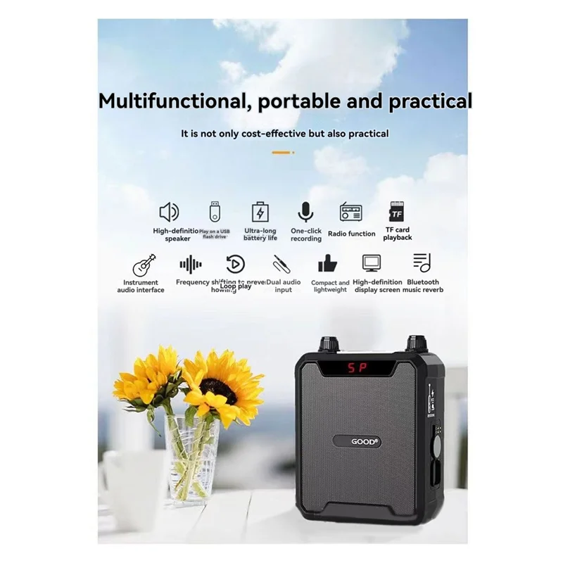 Фото ABSQ-30W Портативный водонепроницаемый усилитель голоса IPX6 с беспроводным микрофоном Bluetooth-динамик для учителей Tour Guide №3