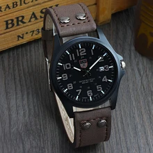 Brand men watch New mans clock Men's Date Leather Strap watches Sport Quartz Military Wristwatch часы мужские watch