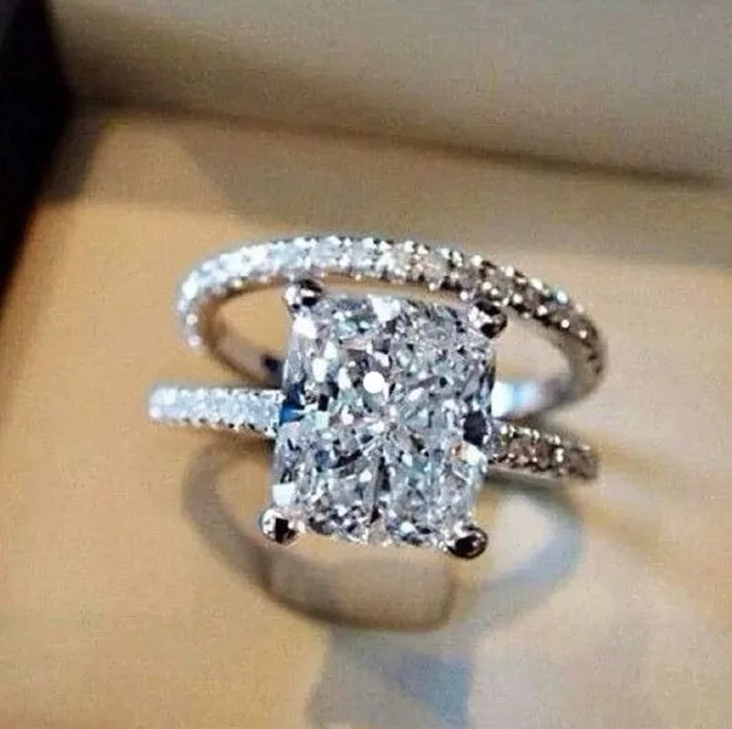 Изысканное кольцо из серебра 925 пробы с белым сапфиром 2 шт./компл. | Кольца