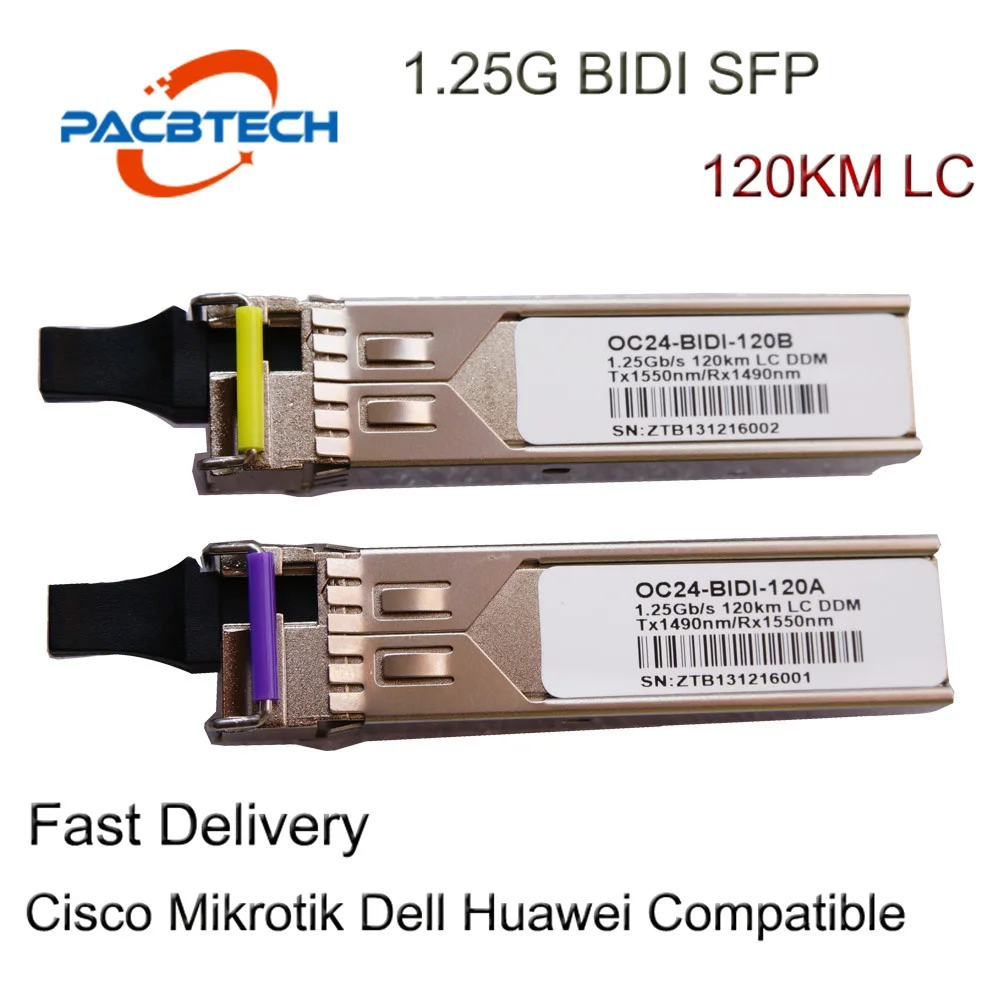 1 25G SFP трансивер одномодовый одноволоконный 3 ~ 200 км BiDi 120 Нм/Нм WDM 1G LC модуль