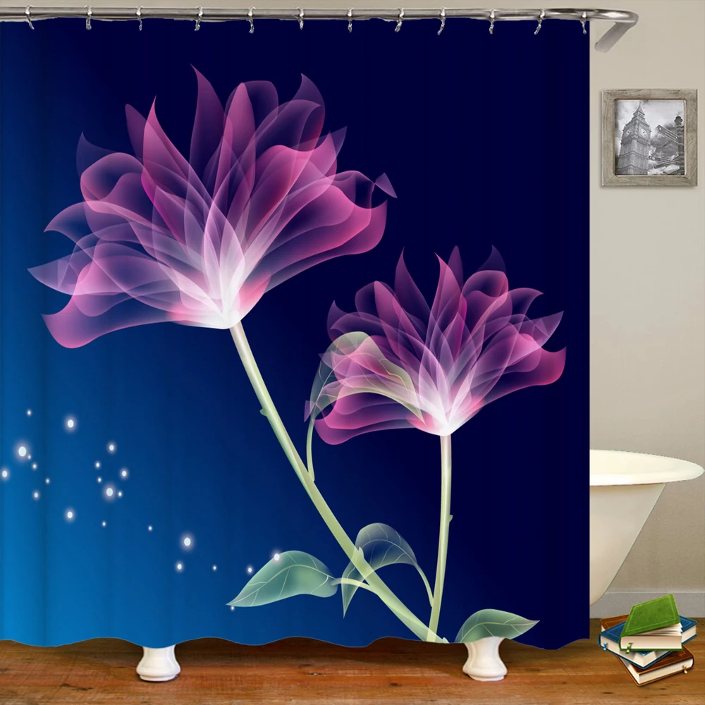 

Shower Curtain Bathroom Waterproof Curtain Home Decor Aesthetic Bathtub Vintage Botanical Printed Screen Partition Cortina Baño