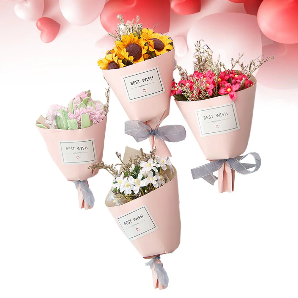 

4PCS Creative Romantic Realistic Artificial Bouquet for Gift Valentine's Day Girls