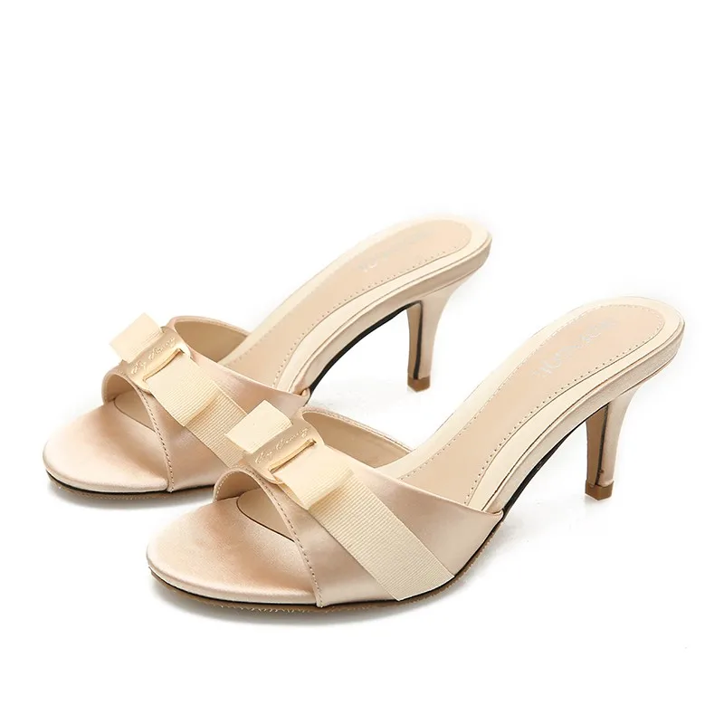 2022 летние тапочки на высоком каблуке Женская обувь шпильке повседневные