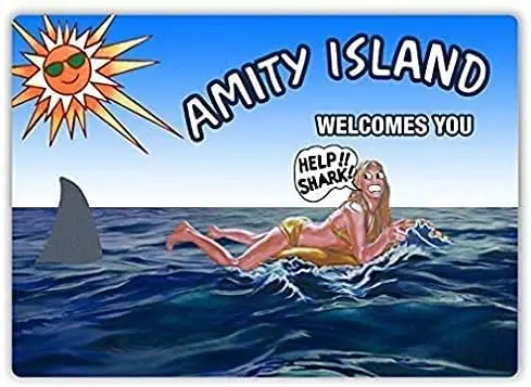 Metl Sgn Mty Slnd Shrk Plque Забавный домашний декор для кофе или паба 8x12 nches