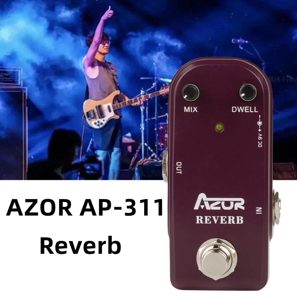 

AZOR AP311 мини-педаль эффектов для гитары с реверберацией с истинным байпасом, чехол из алюминиевого сплава, 9 В постоянного тока, адаптер, пружи...