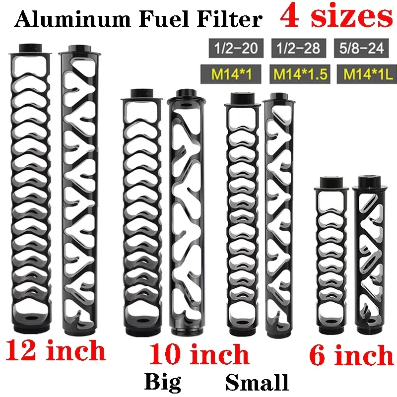 

Новый одножильный алюминиевый топливный фильтр 1/2-20 1/2-28 5/8-24 M14 * 1/1.5/1L M15X1 12 "10" 6 ", ловушка для растворителей для NAPA 4003 WIX 24003