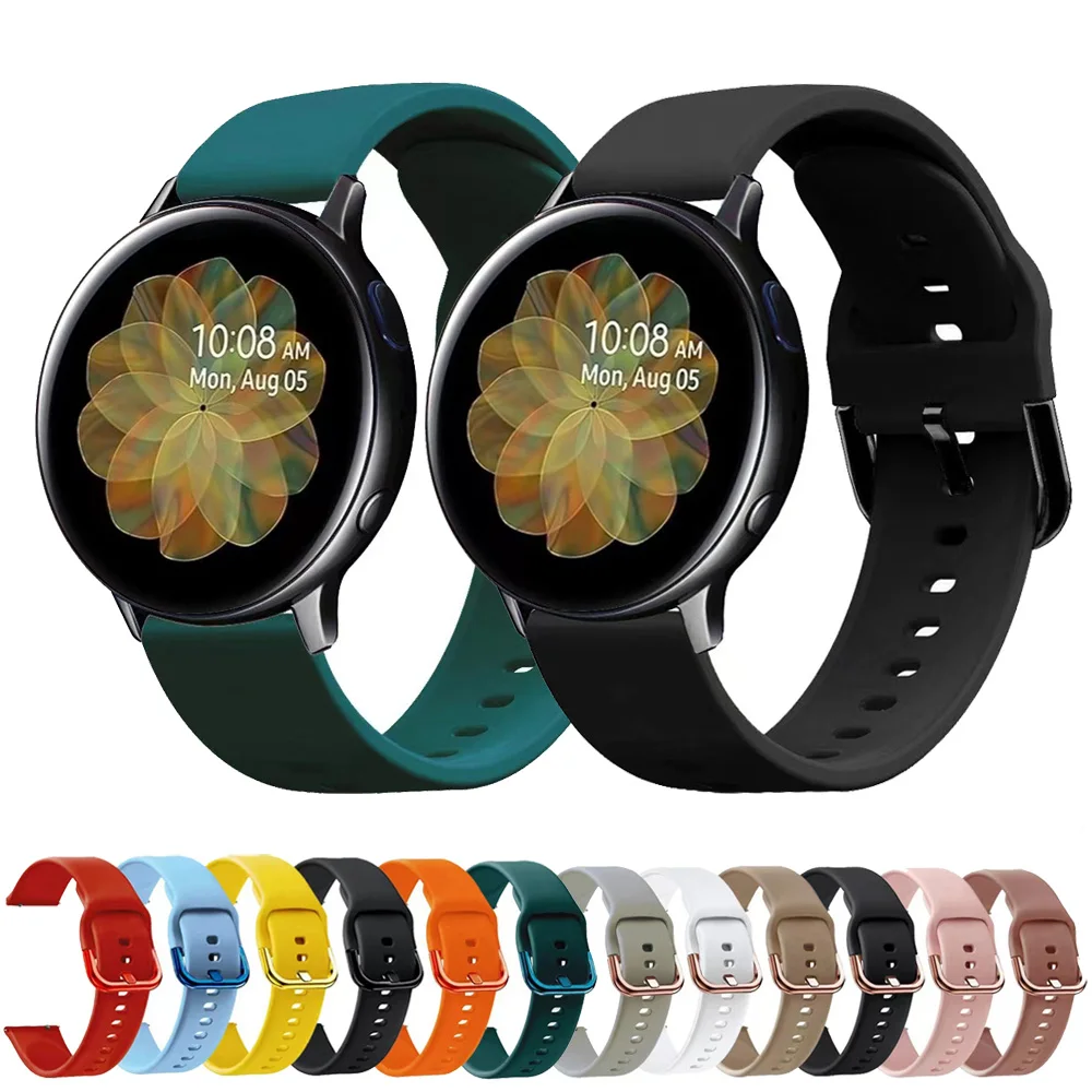 

Ремешок силиконовый для Samsung Galaxy Active 2 40 мм 44 мм/Watch 4 Sport 20 мм, браслет для часов 4 Classic 42 мм 46 мм/Gear S2