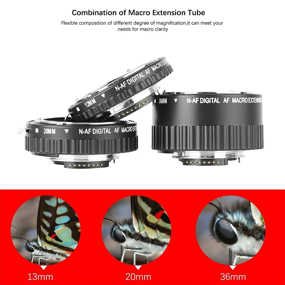 Фото Meike Electronic Auto Foucs Macro удлинительное кольцо для Nikon F Mount D80 D90 D300 D500 D780 D800 D850 D3100 D3200 D3400 D5000 №3