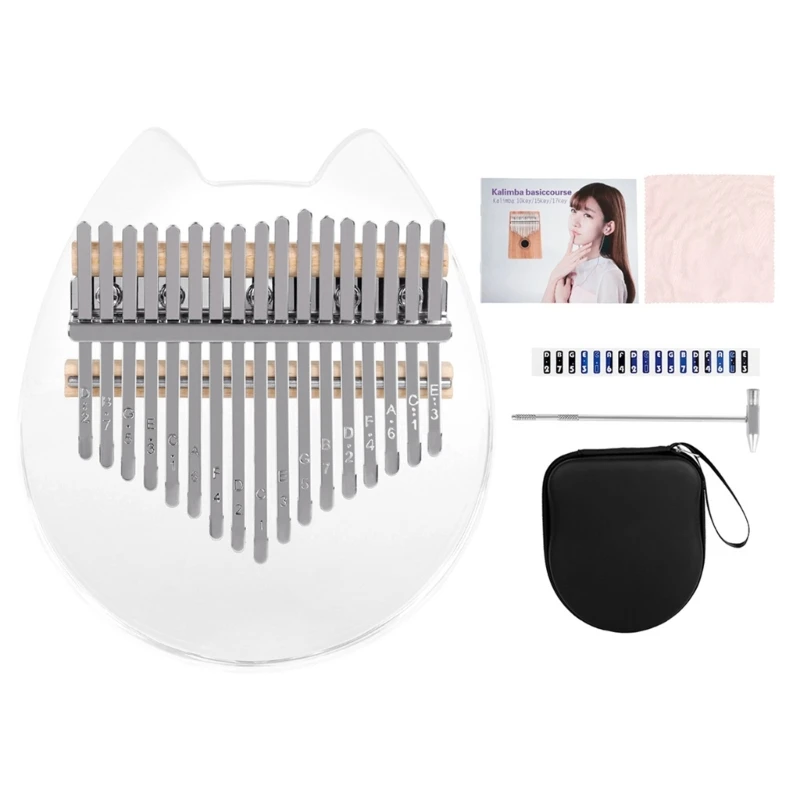

Acrylic Transparent Kalimba Thumb Piano 17-Key Finger Piano with Tune Hammer Gift for Kids Adult Beginners Professional E56D