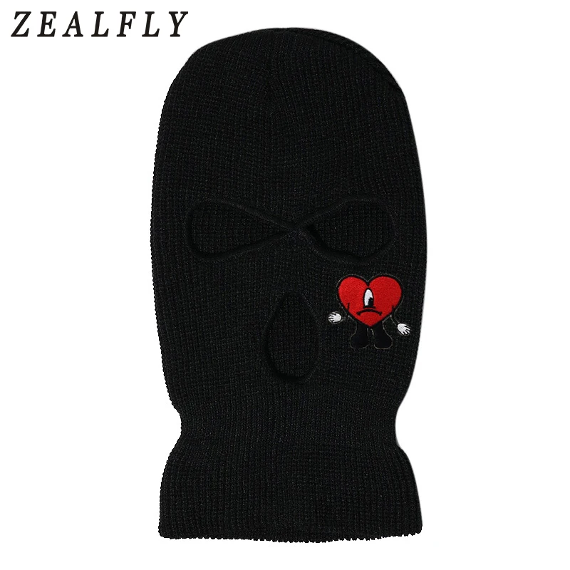 

Bad Bunny Knitted Balaclava Hat 3-hole Full Face Cover Ski Neck Gaiter Warm Knit Beanie For Men's Embroidery Ski Mas